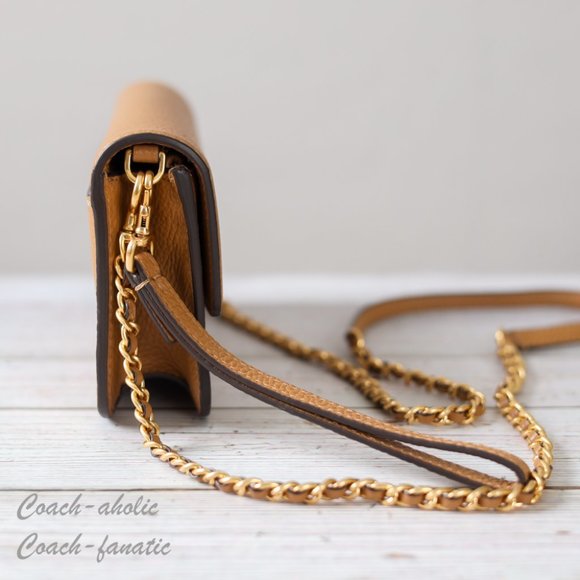 NWT Tory Burch Britten Chain Wallet with Wristlet Leather Crossbody in Tiramisu - Picture 4 of 11